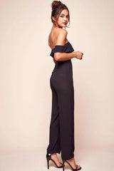 Sarah Summer Nights Ruffle Top Jumpsuit Black