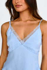 Pammy Lace Trim Top Cloud Blue