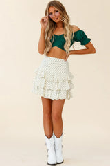 Linka Off-Shoulder Tie-Back Crop Top Forest Green