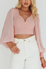 Romance Novel Sweetheart Neckline Open Back Top Blush