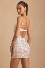 Embellished Camisole Bodycon Mini Dress in Ivory