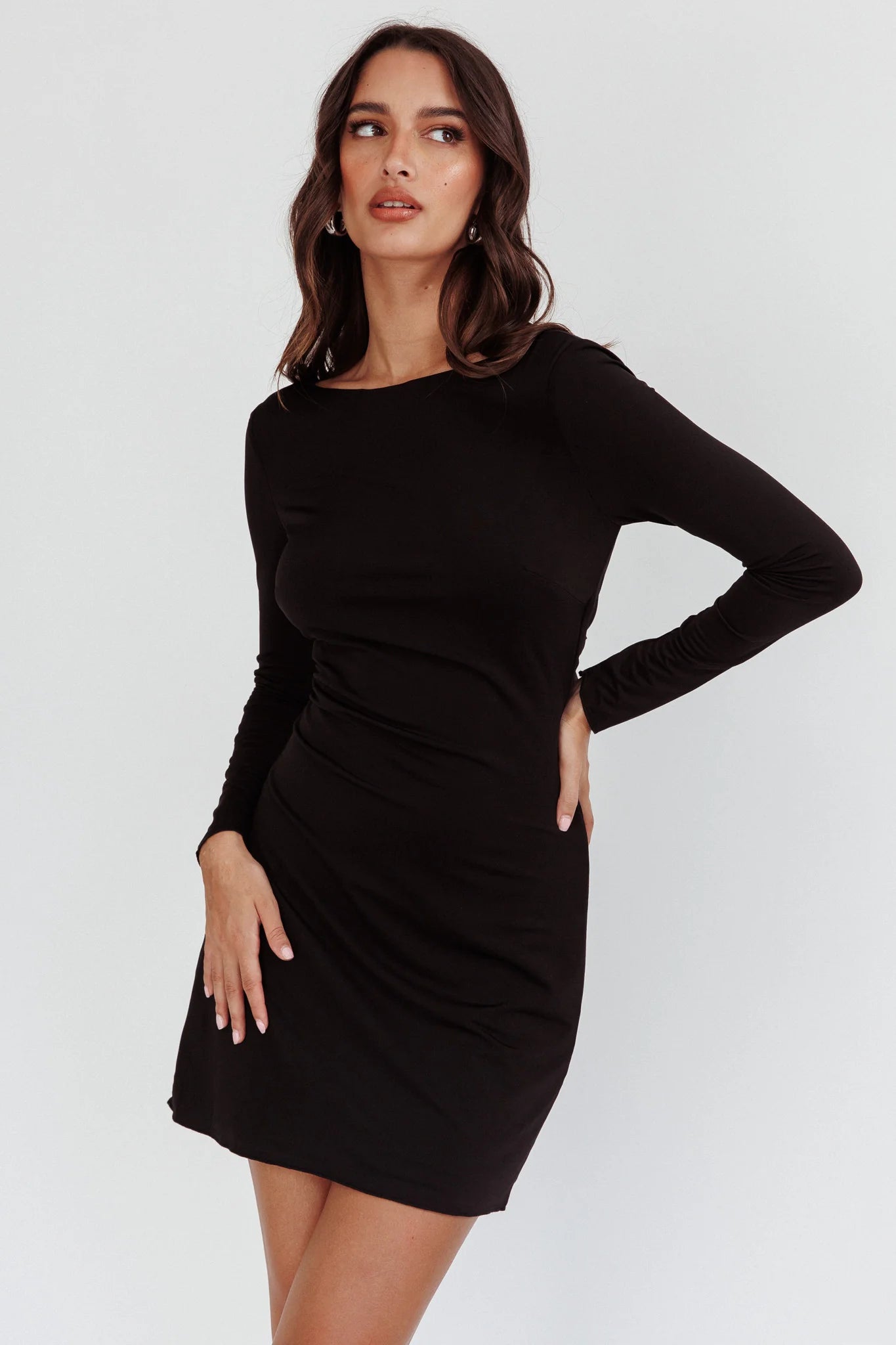 Chessie Long Sleeve Mini Dress Black