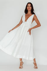 Indira Tied Bust Midi Dress Off White