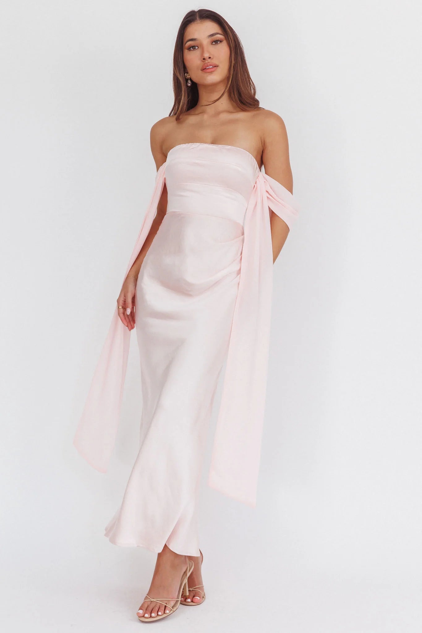 Odayah Draped Sleeve Maxi Dress Pink