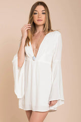 Carmen Bell Sleeve Dress White