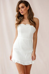 Dollface Bandeau Ruffle Detail Mini Dress White
