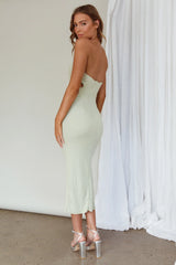 Glisten Cut-Out Buckle Waist Midi Dress Pistachio