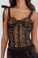 Odila Bow Shoulder Corset Top Black