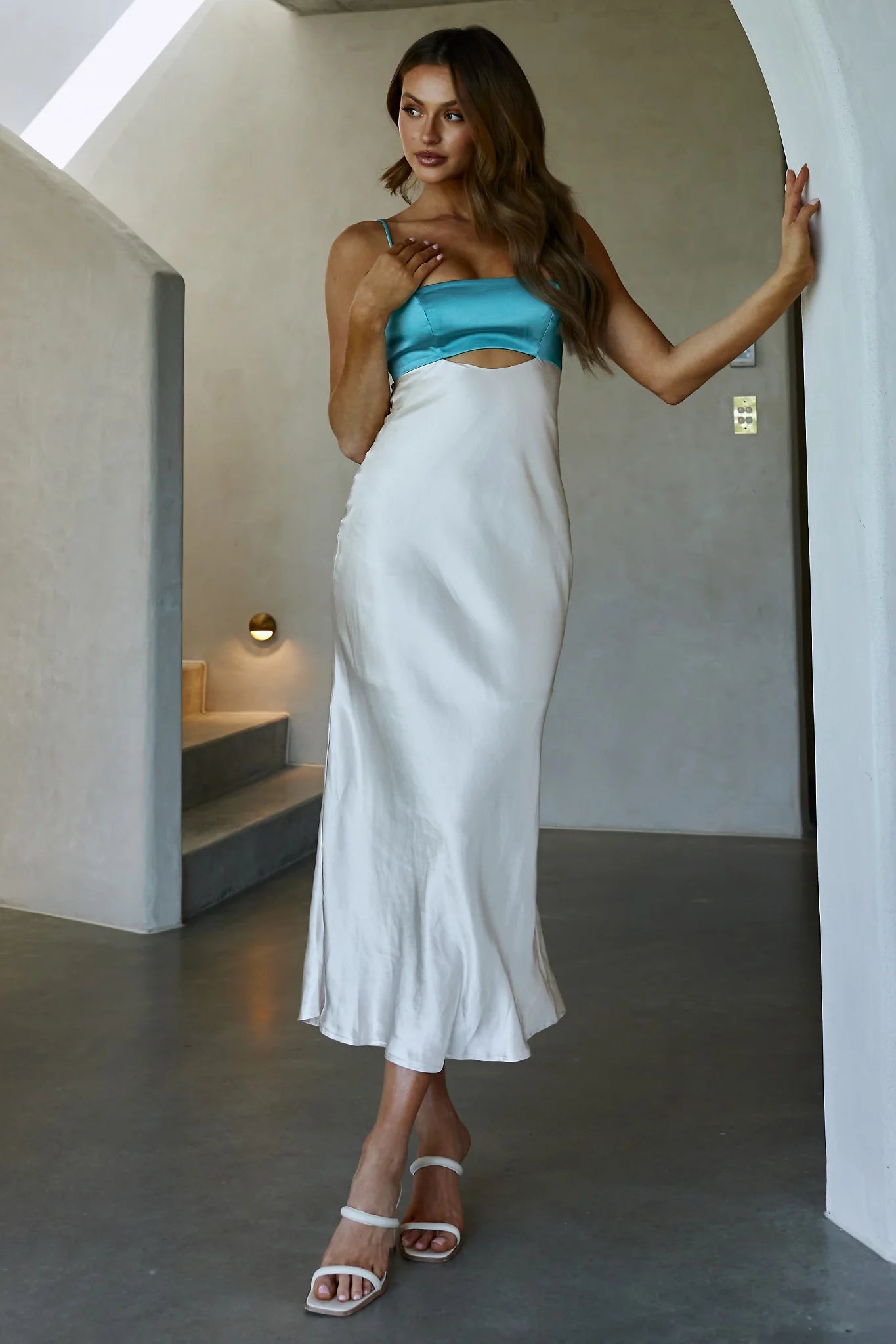 Mariana Cut-Out Bust Midi Dress Turquoise