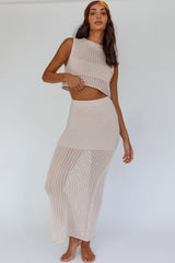 Bayside Sleeveless Crochet Top Oat