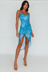 Westwood Split Front Maxi Dress Floral Blue