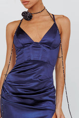 Cierra Thigh Split Maxi Dress Navy
