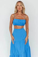 Bondi Gathered Crop Top Sapphire