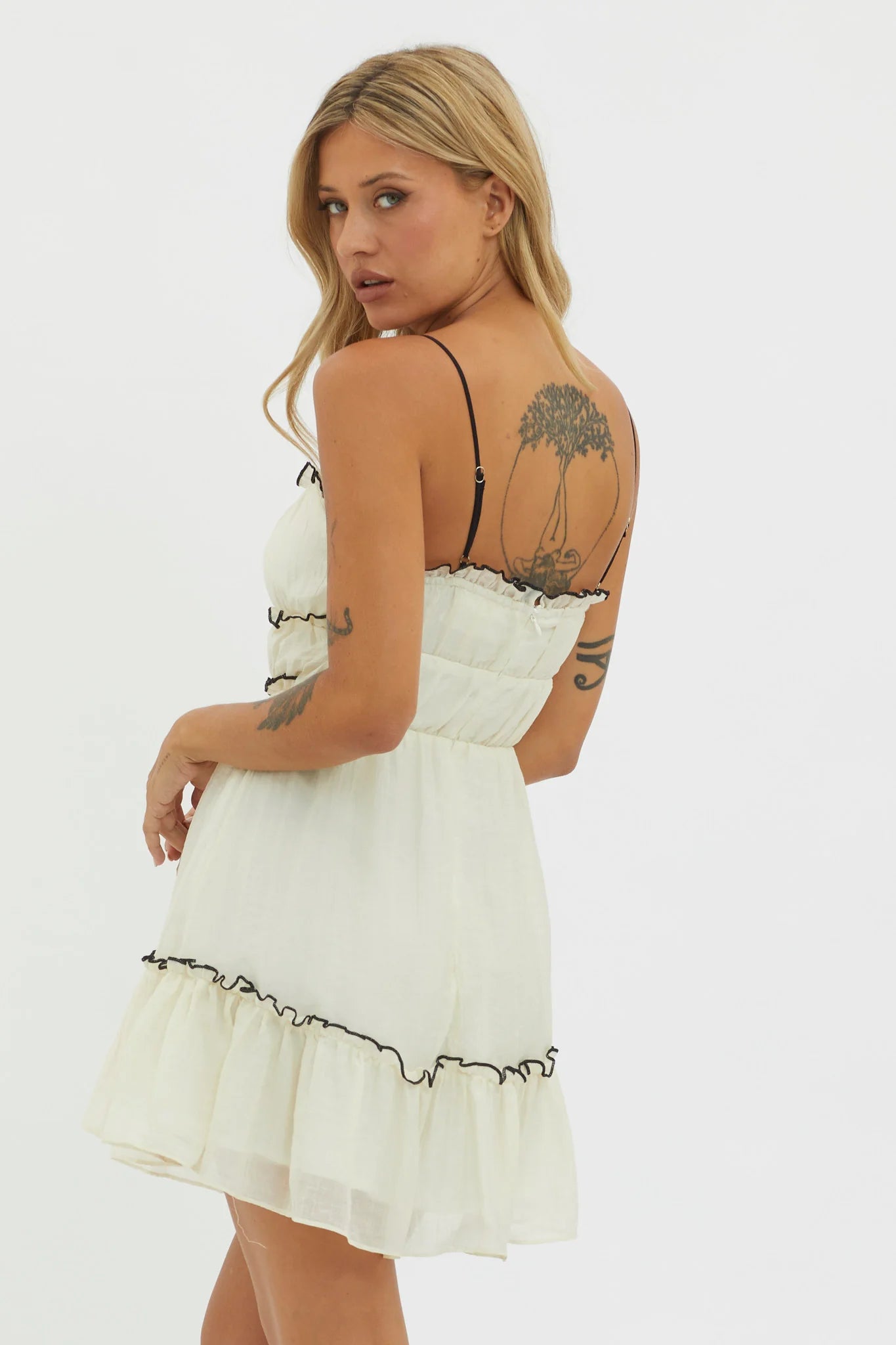 Maidens Tie Accent Mini Dress Off White