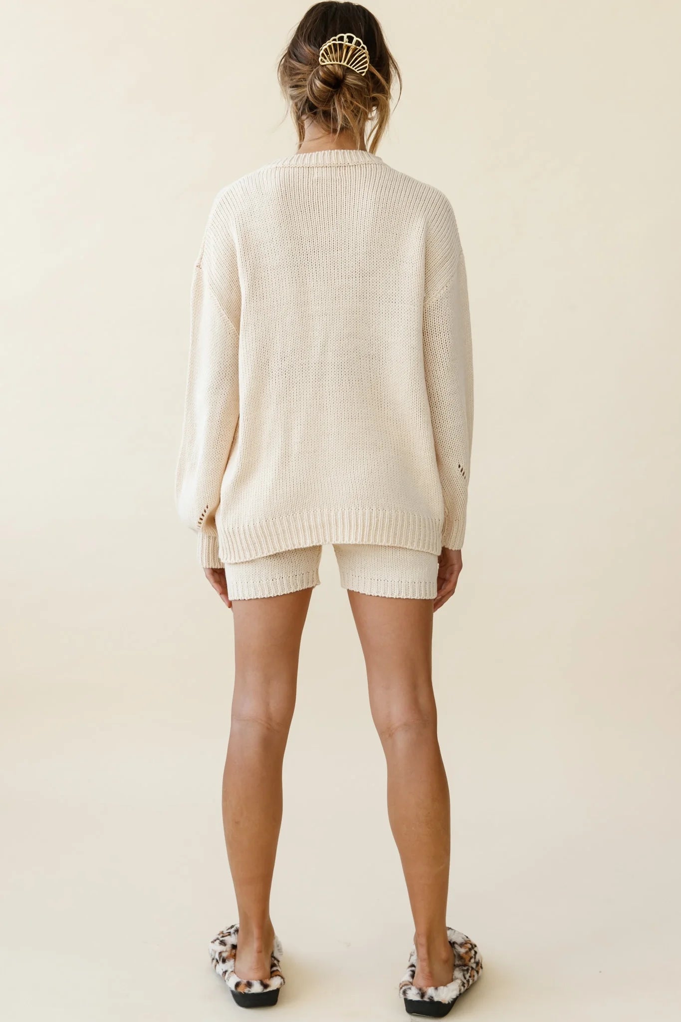 Denver Long Sleeve Knit Sweater Cream