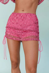 Lexi Ruched Side Mini Skirt Barbie Pink
