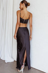 The Moment Satin Maxi Skirt Black