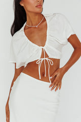Coast To Coast Tied Crop Top White