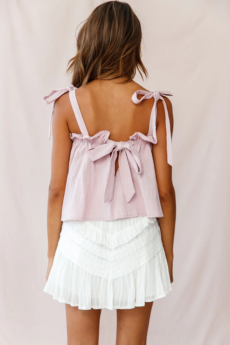 Journey Tied Shoulder Elasticated Neckline Top Blush