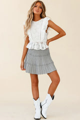 Everton Broderie Anglaise Frill Peplum Top White
