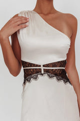 Tarly Lace Waist One-Shoulder Maxi Dress Champagne