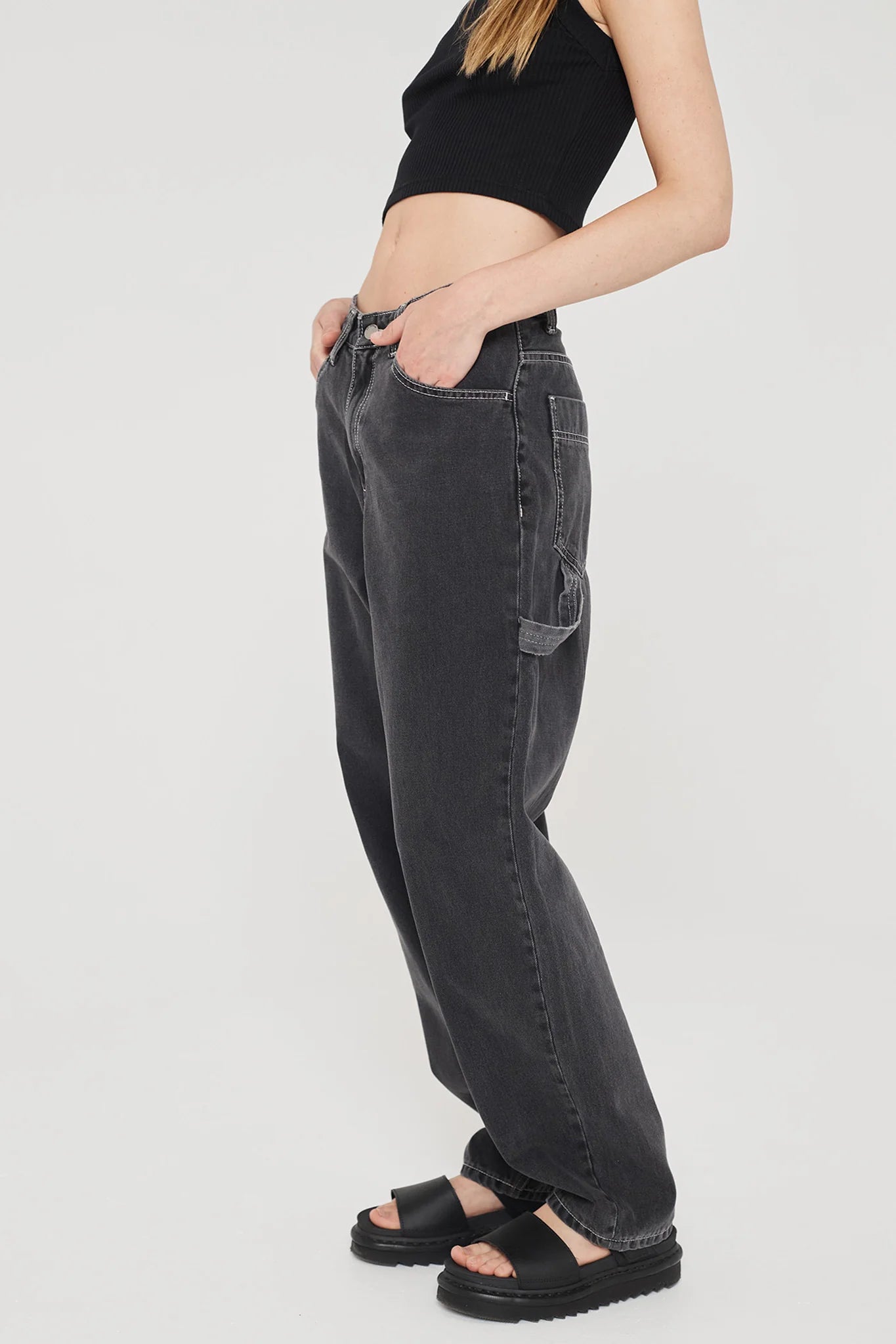 DR DENIM Faye Worker Concrete Black