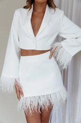So In Love Feather Mini Skirt White