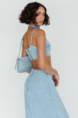 The Moment Cami Strap Crop Top Denim