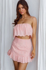 Kyla Scalloped Eyelet Crop Top Blush