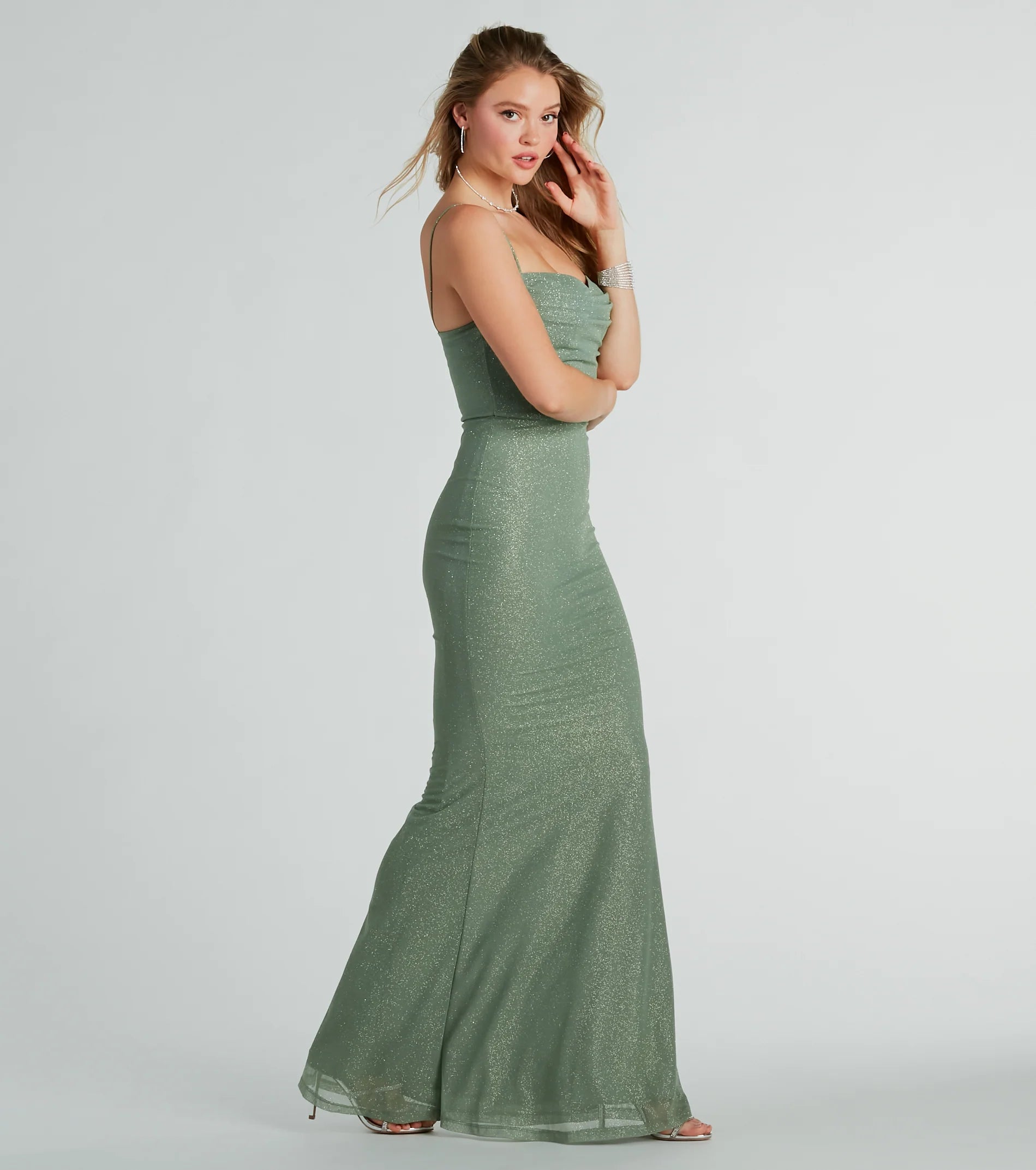 Addison Glitter Mesh Formal Dress