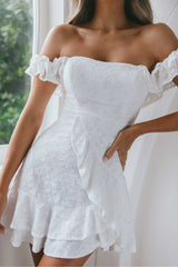 Verona Off-Shoulder Ruffle Mini Dress White