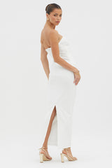 Karaline Strapless Bust Accent Maxi Dress White