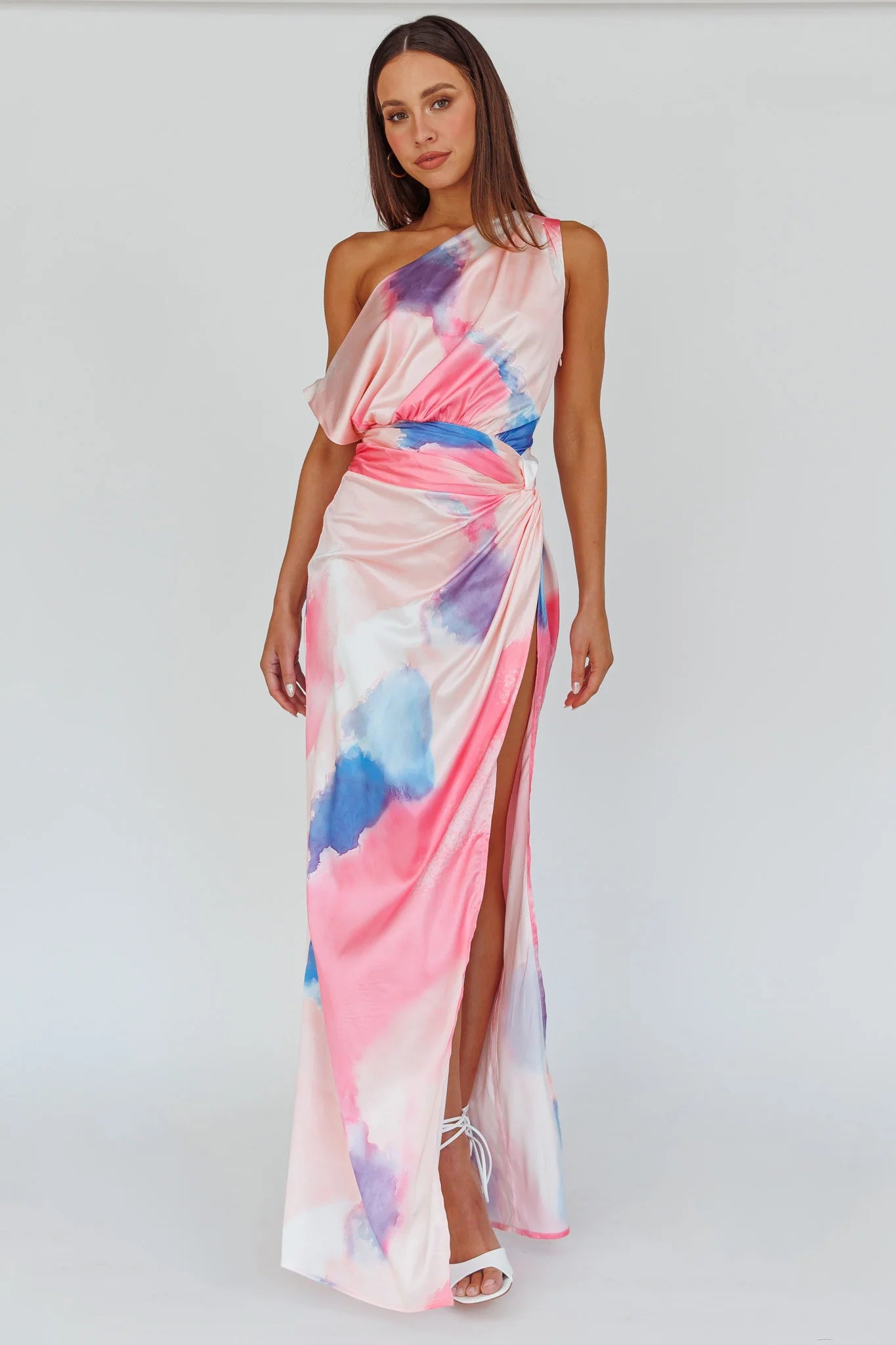 Charm Me Thigh Split Maxi Dress Pink/Blue