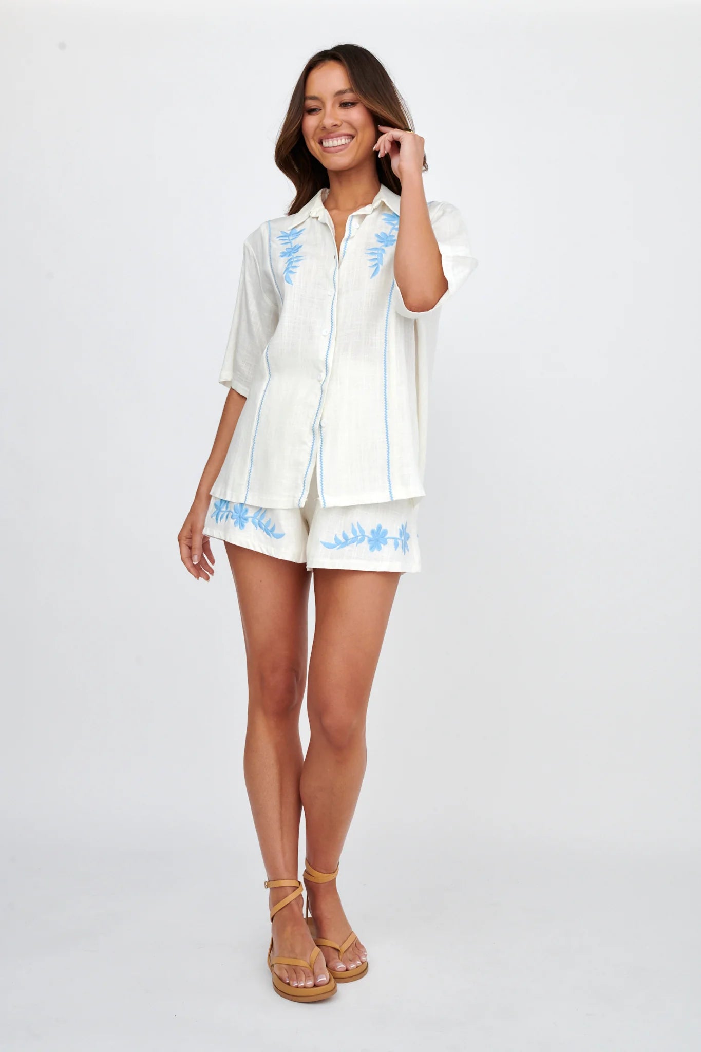 Jeni Embroidered Detail Shirt White