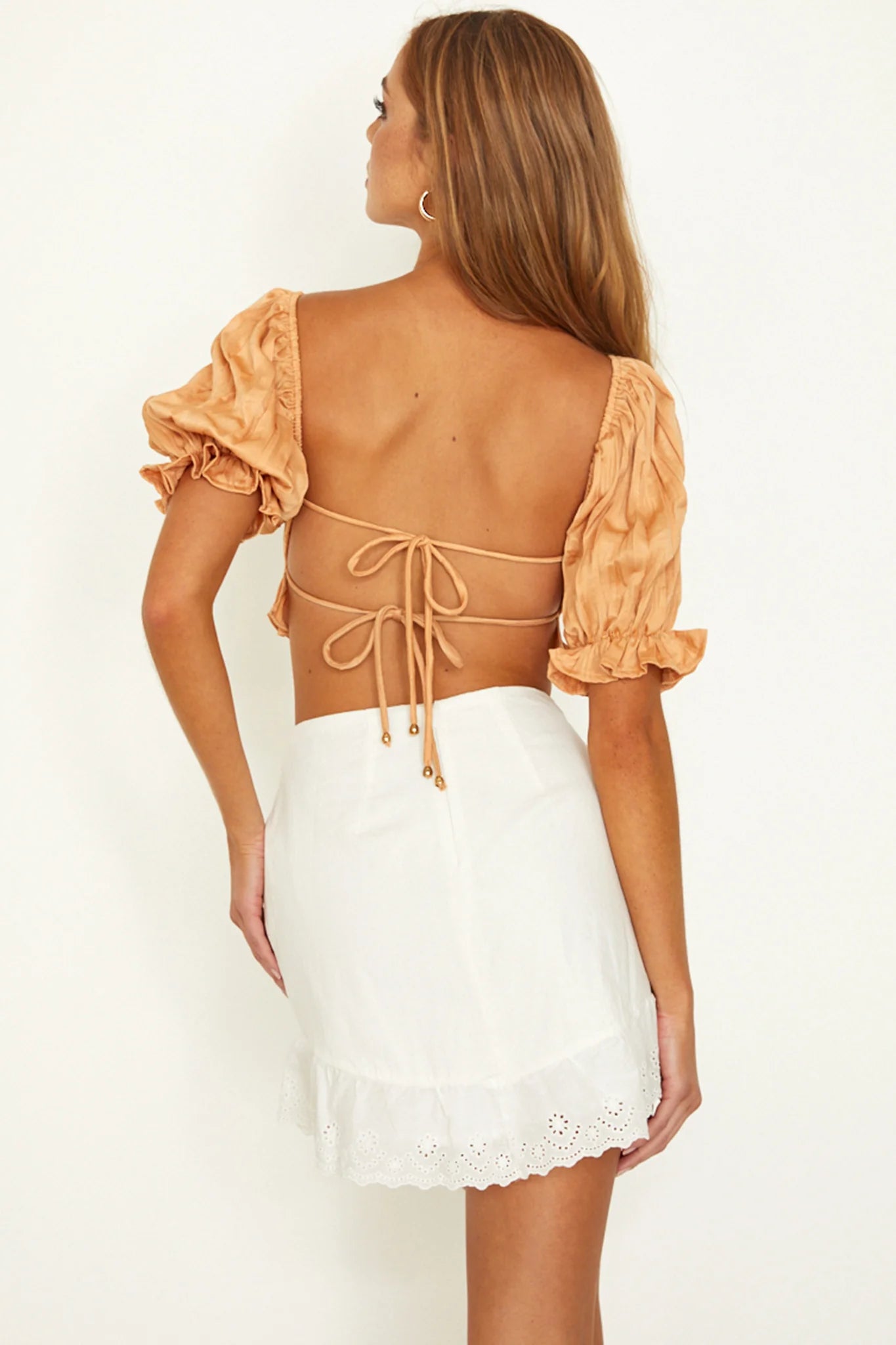 Aline Tie Back Crop Top Tangerine