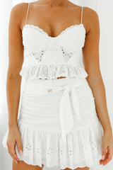 Camryn Sweetheart Neckline Lace-Up Bodice Crop Top White