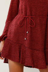 Montville Long Sleeve Knit Dress Maroon