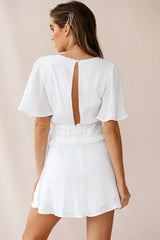 Fate Angel Sleeve Embroidery Trim Dress White