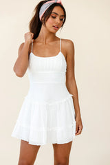 Stolen Moments Cami Strap Ruffle Dress White