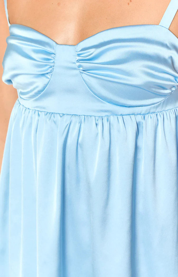 Sammie Blue Satin Mini Dress
