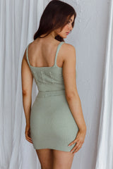 Chambery Ribbed Knit Mini Skirt Sage