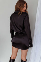 Lisbeth Collared Shirt Dress Black