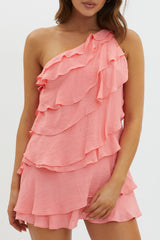Arrabel Tiered Ruffle Mini Dress Peach