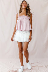 Journey Tied Shoulder Elasticated Neckline Top Blush