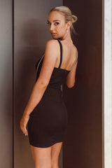En Pointe Diamante Rope Mini Dress Black