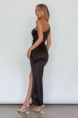Night-Out One Shoulder Maxi Dress Black