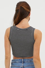 In Sync Scoop Neck Crop Top Black Base