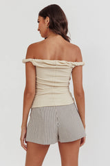 Teri Rolled Off-Shoulder Top Oat