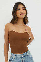 Flora Strapless Knit Top Chocolate