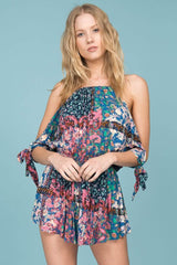 Dayana Casual Halter Top Gypsy Romper Blue & Navy